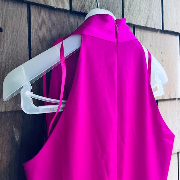 Alex Marie Hazel Halter Neck Sleeveless Draped Asymmetrical Hem Satin Dress 6P - Picture 15 of 17